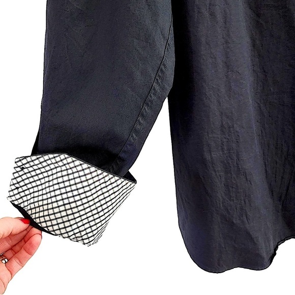 Thomas Dean Black Long Sleeve Shirt with Contrast Cuff Size XL - Picture 6 of 8